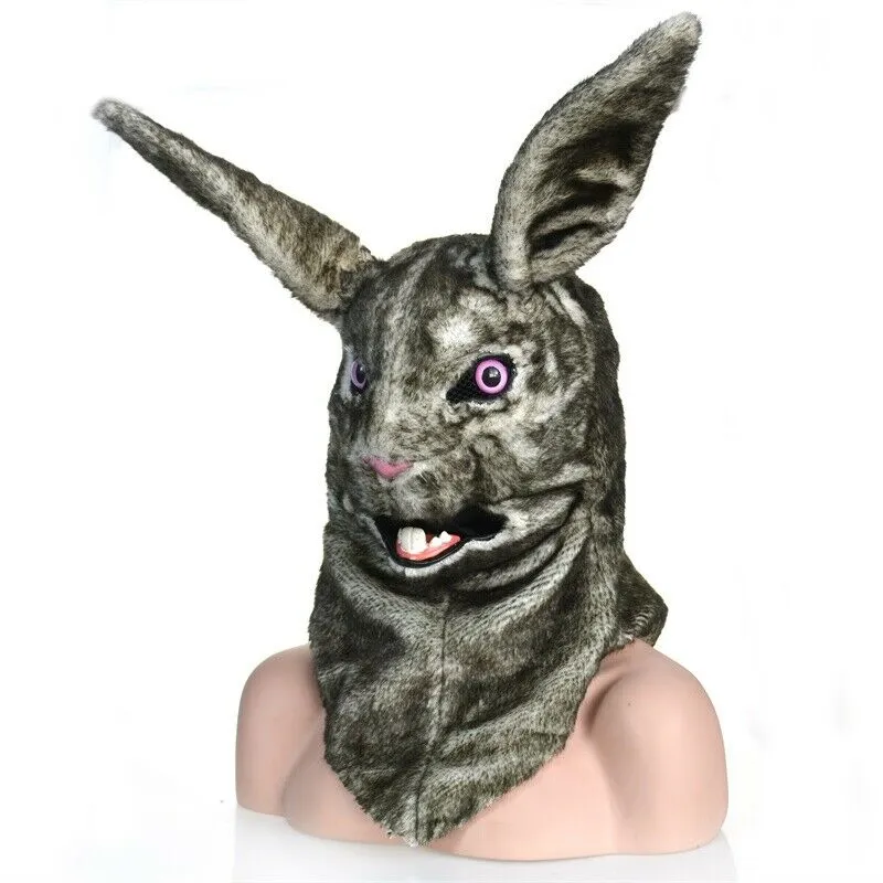 Mascot CostumesGray Rabbit Mascot Traje pode mover a boca da cabeça do Halloween Outfit