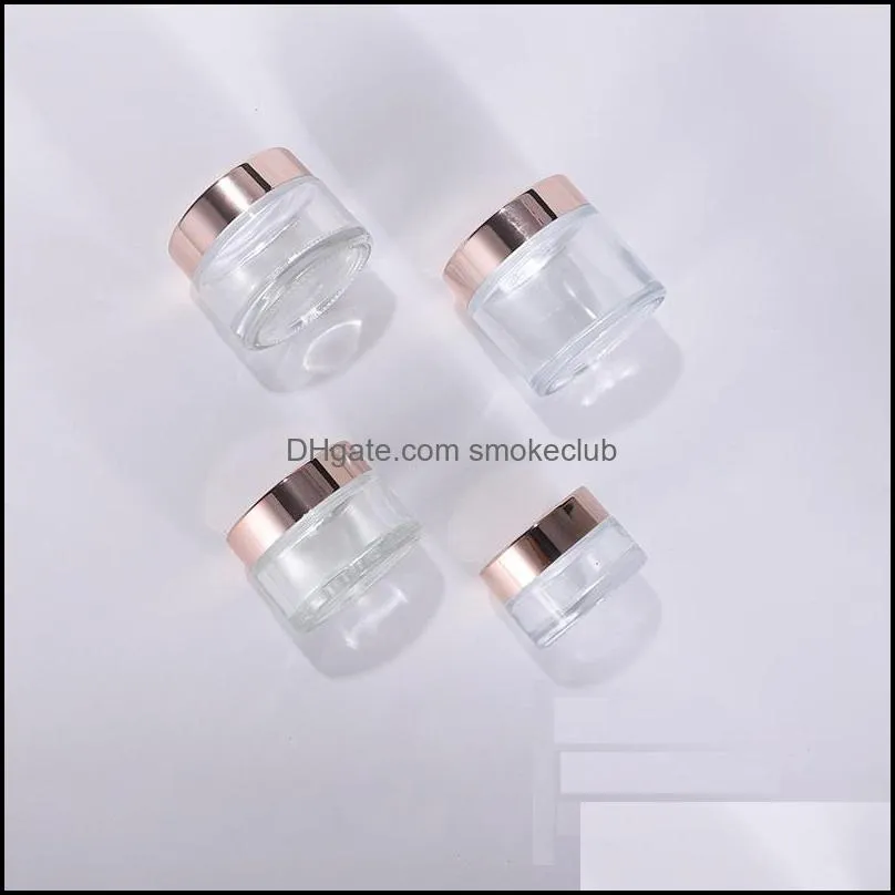 5G~100G Packing Bottles Empty Cosmetic Cream Jar Bright Rose Gold Transparent Glass Makeup Face Container Lotion Eye