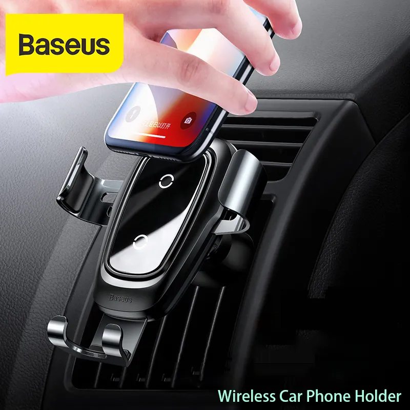 BASEUS 10W QI Wireless voor iPhone X Samsung S10 S9 S8 Houder Auto Telefoon Power Charger in Air Vent