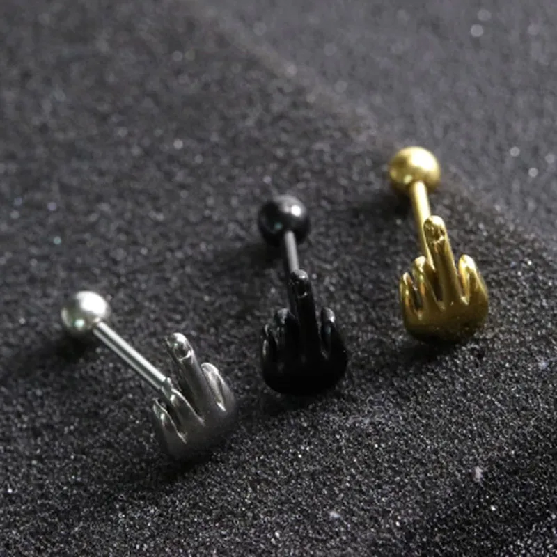 Titanium Steel Middle Finger Tiny Tongue Piercing Stud Sexy Labret Piercing Bar In Black Gold And Silver Unisex Body Jewelry For Fashion Accessories From Sunny2016518 1.31 DHgate.Com