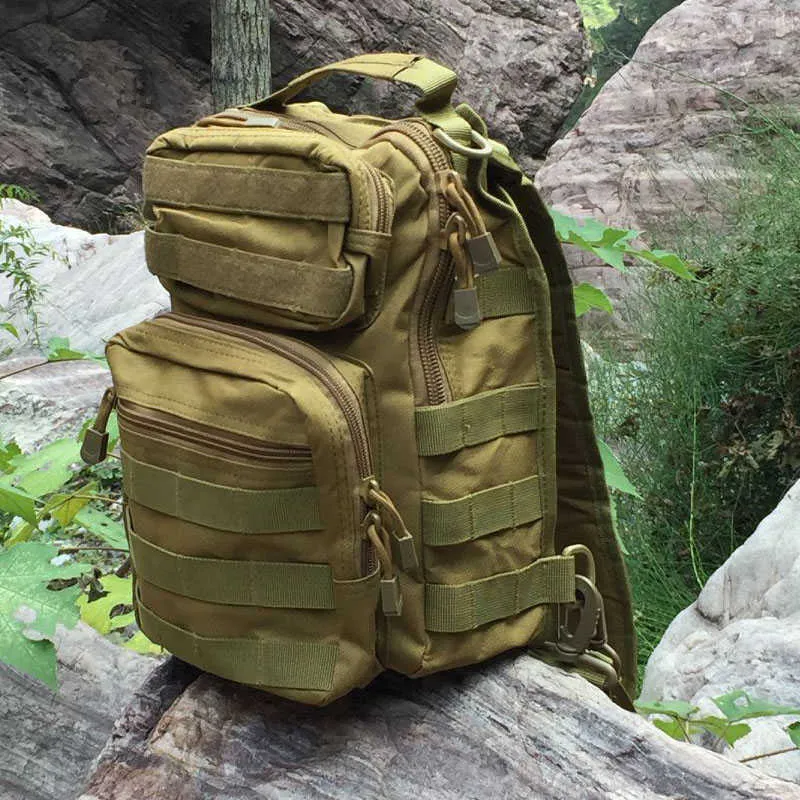 Borsa a tracolla tattica Army Military Assault Molle EDC Sling Backpack Outdoor Caccia Viaggi Camo Camping Crossbody Chest Bag Y0721