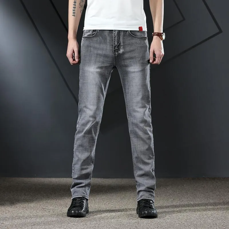 Brand Quality Mens Jeans Dark Grey Color Denim Cotton Ripped For Men Fashion Designer Biker Jean Size 28-40 Men's