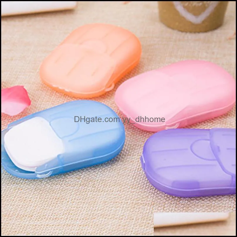20pcs Disposable Paper Soap Clean Scented Slice Foaming Box Mini Soap Paper Holder Dish Bathroom Home Gadget Random Color