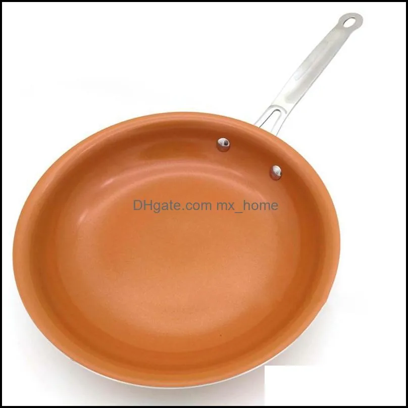 Non-stick Copper Frying Pan With Ceramic Coating Wok Saucepan Oven Induction Cooking Grill Cookware Skillet CV Pans