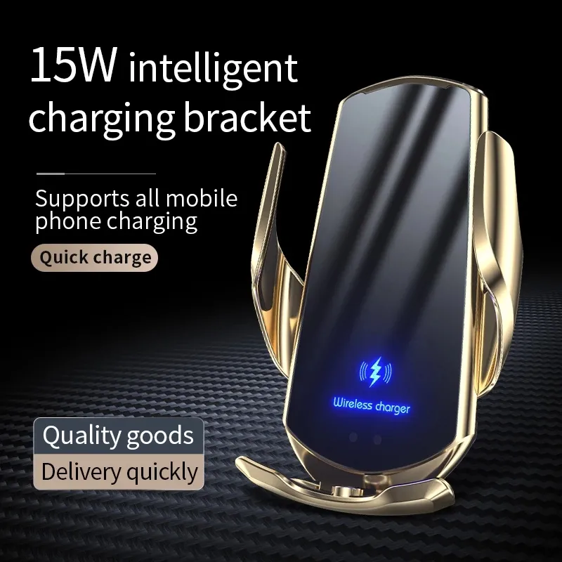 Автоматические 15w qi автомобиль беспроводное зарядное устройство для iPhone 12 11 XS XR X 8 Samsung S20 S20 S10 Xiaomi магнитный смартфон USB инфракрасный датчик датчик держатель телефона