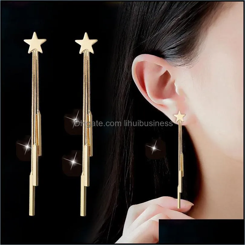 Fancy&Fantasy Fashion Long Tassel Earing for Women Gold & Silver Color Star Earring Earrings Hot Wedding Jewlery