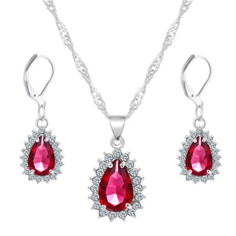 Brincos de colar de jóias de cristal para mulheres Conjunto de casamentos geométricos de design geométrico