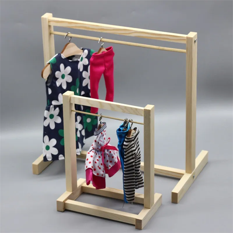 Doll Zabawki Drewniane Odzież Rack Garment Organizator Wieszaki do odzieży Torebka Lalki K1MA Nowy 81 Y2