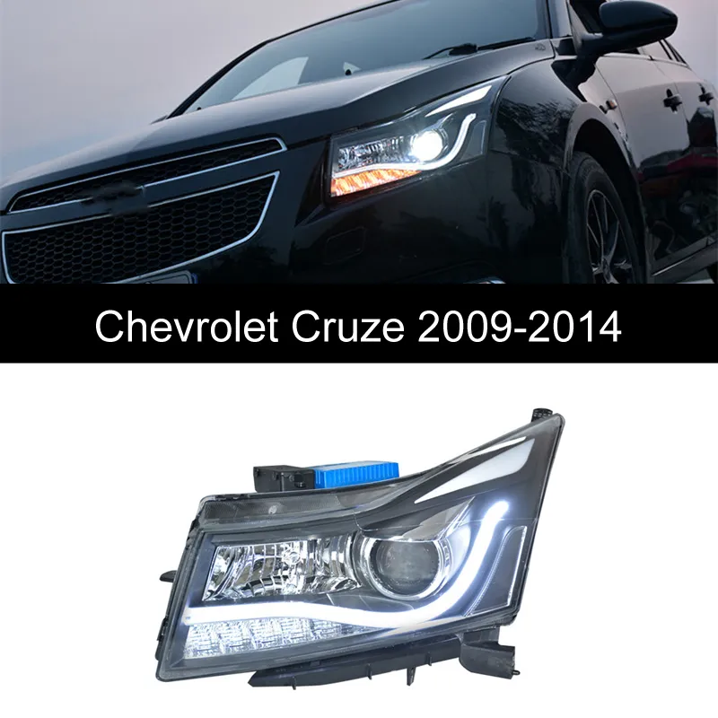 3 styles pour Chevrolet Cruze LED Headlight 2009-2016 Headlights Cruze Drl Turn Signal B faisoire Route Angel Eye Projecteur Lens
