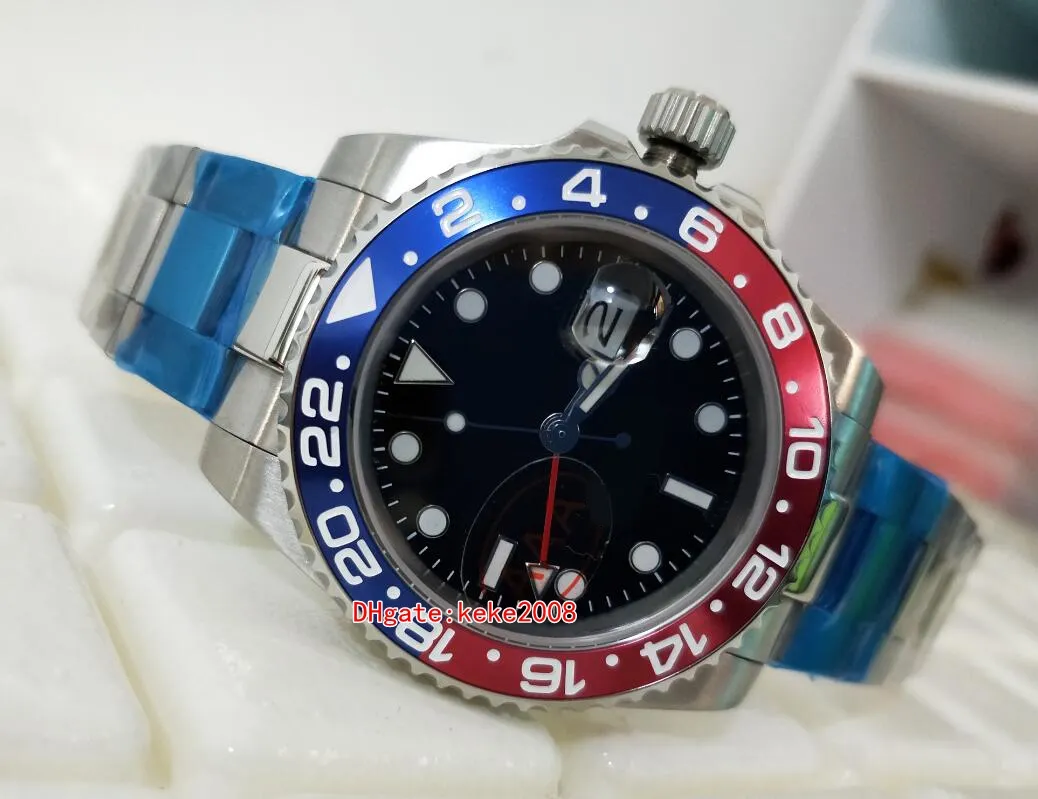 Utmärkt armbandsur 40mm Keramisk Bezel 116719 116719Blro Pepsi Rostfritt stål Asien 2813 Luminescerande rörelse Mekanisk Automatisk Mens Klockklockor