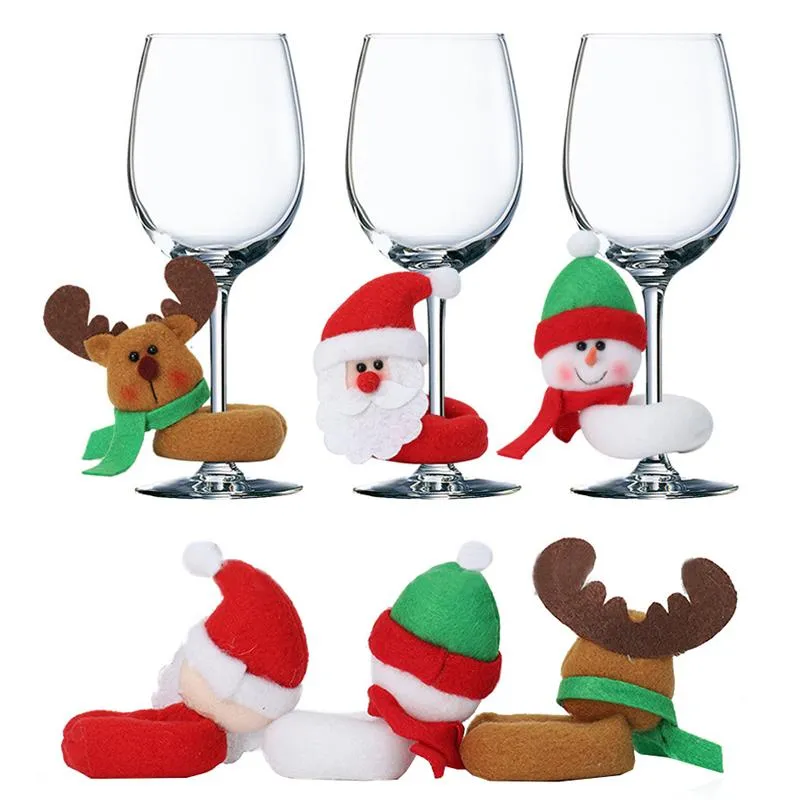 Noel Süslemeleri Stil Şarap Cam Kapak Kardan Adam Dekorasyon Santa Claus