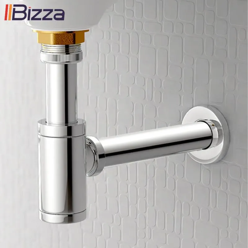 その他の風呂トイレ用品IIbizza Basin Up Chrome Brass Bathroomシンクサイフォン排水キットP-Trap Pipe廃棄物廃棄物