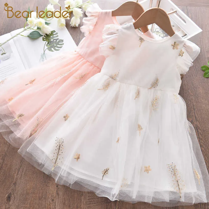 Bear Leader Baby Girls Casual Princess Dresses Moda Letnie Dzieci Cekinowana Dress Kids Wedding Party Vestidos Odzież 210708