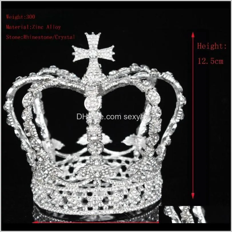 crystal queen king tiaras and crowns men/women headpiece pageant prom diadem hair ornaments wedding head jewelry accessories