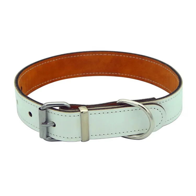 Små sublimering Hundkragar Termisk överföring Tryckkoppling Vit Blank Pet Collar PU Läder Hundar Cat Ribbon Bands Escape-Proof i Bulk Partihandel AAA