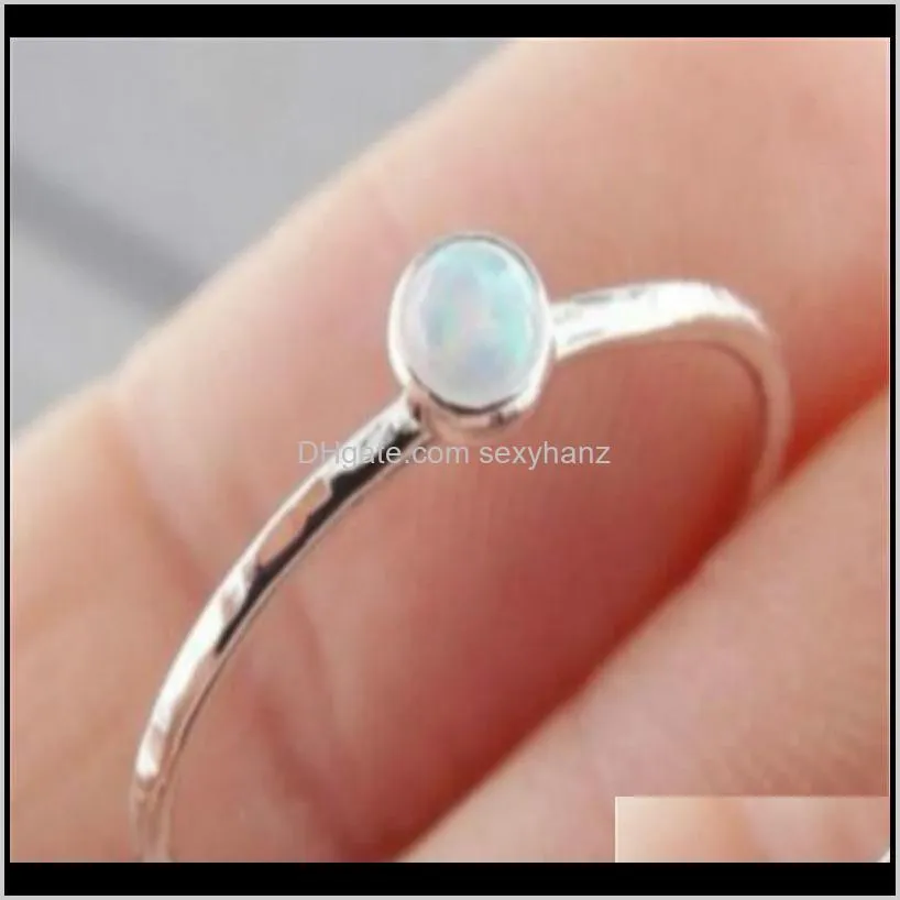 lady wedding opal rings crystal rhinestone finger rings alloy silver plated engagement birthday ring jewelry statement gifts size 6-10