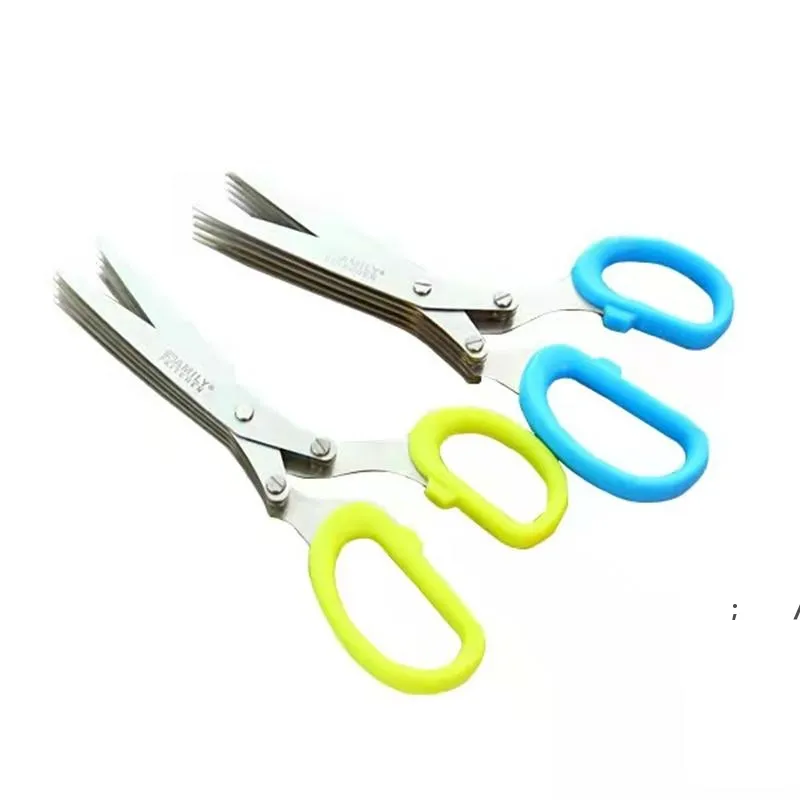 Utensili da cucina in acciaio inossidabile Accessori da cucina Coltelli Forbici a 5 strati Sushi Scalogno tagliuzzato Taglio di spezie alle erbe Forbici RRB12761