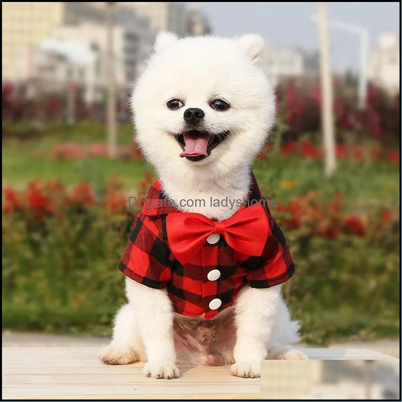 Dog Apparel Dogs Clothe Plaid Shirt Suit Wedding Dress Teddy Bear Small Medium Large Pet Clothes Cat Spring Summer Autumn