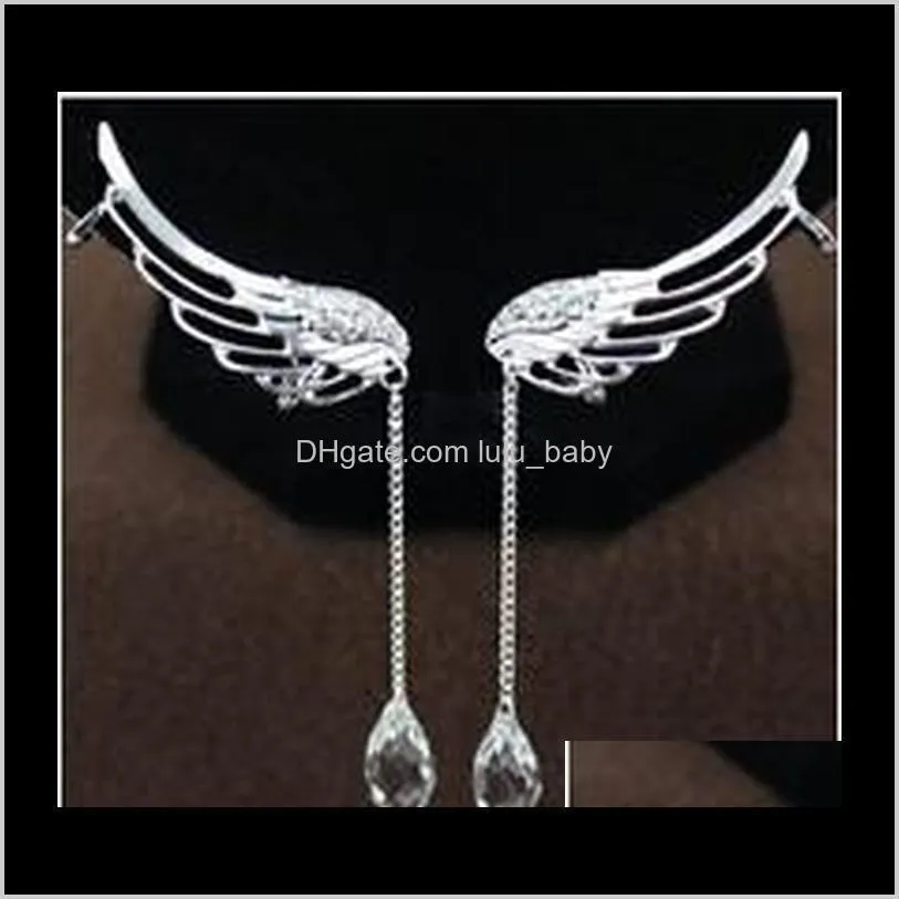 Boho Ear Cuffs Punk Silver Plated Angel Wings Ear Bone Clips Gothic Earrings Womens Jewelry
