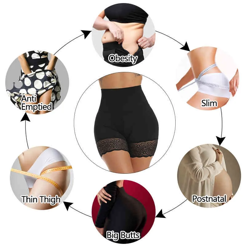 Women Body Shaper Lace Knickers Tummy Control Panties High Waist Safety  Shorts