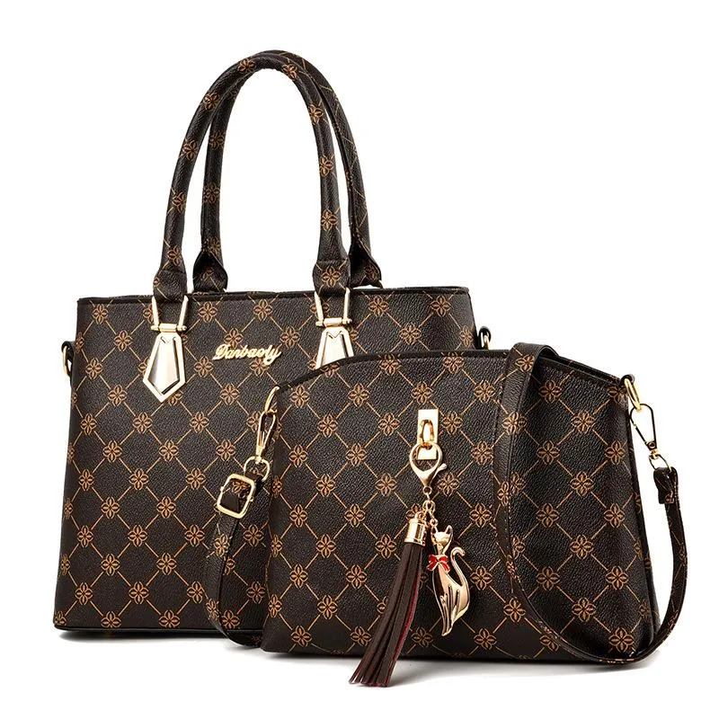 Evening Bags Elegant Women Set 2 Pcs Leather Handbag Tote Bag Ladies Shoulder For Messenger Sac A Main High Quality