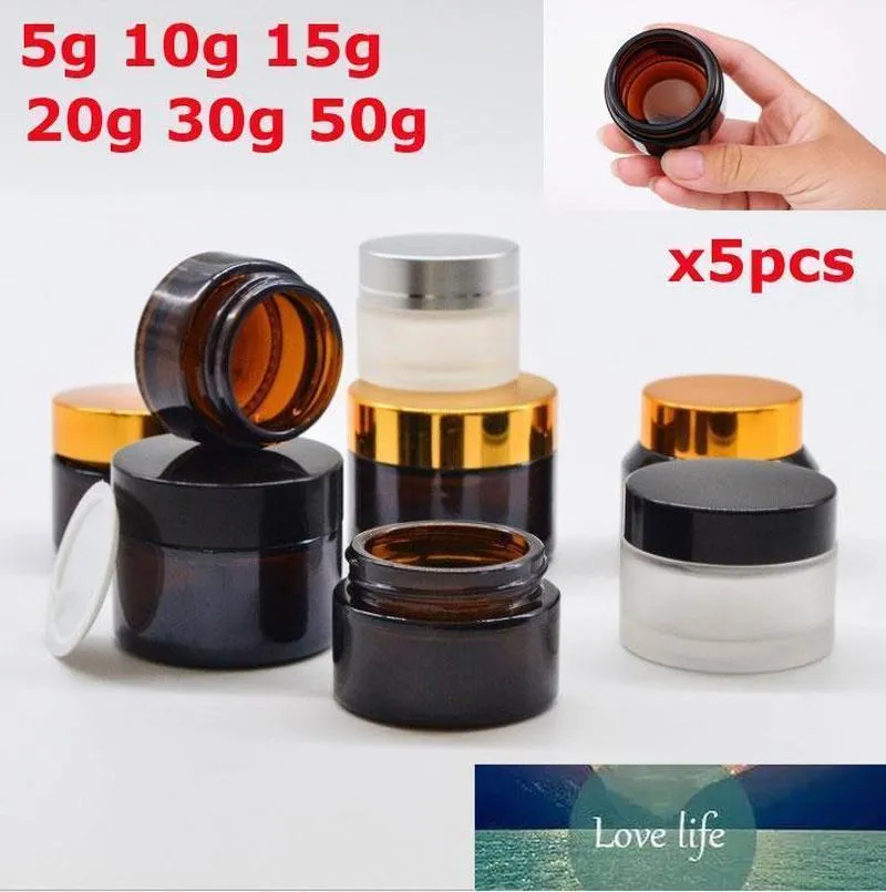 5 stks x Leeg 5G 10G 15G 20G 30G 50G Amber Clear Glas Jar Container Cosmetische Crème Lotion Frosted Matte Pot Travel Bottle1 Factory Prijs Expert Design Quality Nieuwste