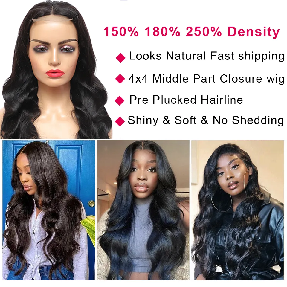 30 Inch Long Brazilian Body Wave Human Hair Lace Front Wigs with 4x4 Lace  Closure, Straight Bob Wigs Pre Plucked