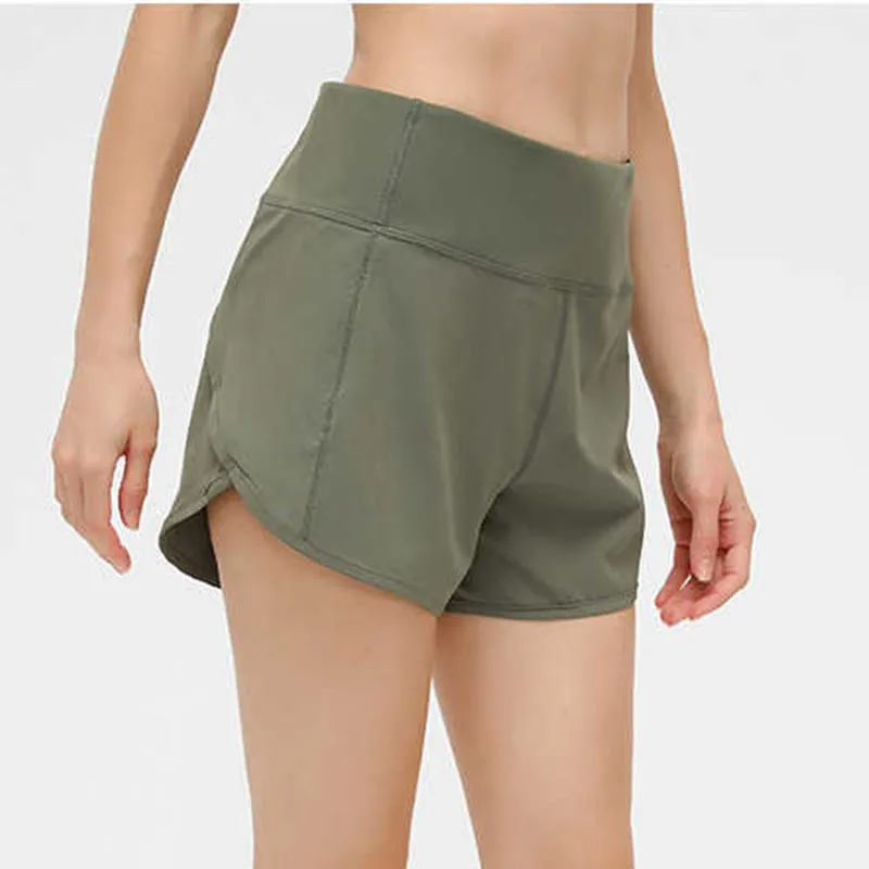 L-189 lockere Yoga-Shorts mit Reißverschlusstasche, schnell trocknende Sport-Sporthose, 2021, hochwertige Sommer-Hothose im neuen Stil mit Markenlogo