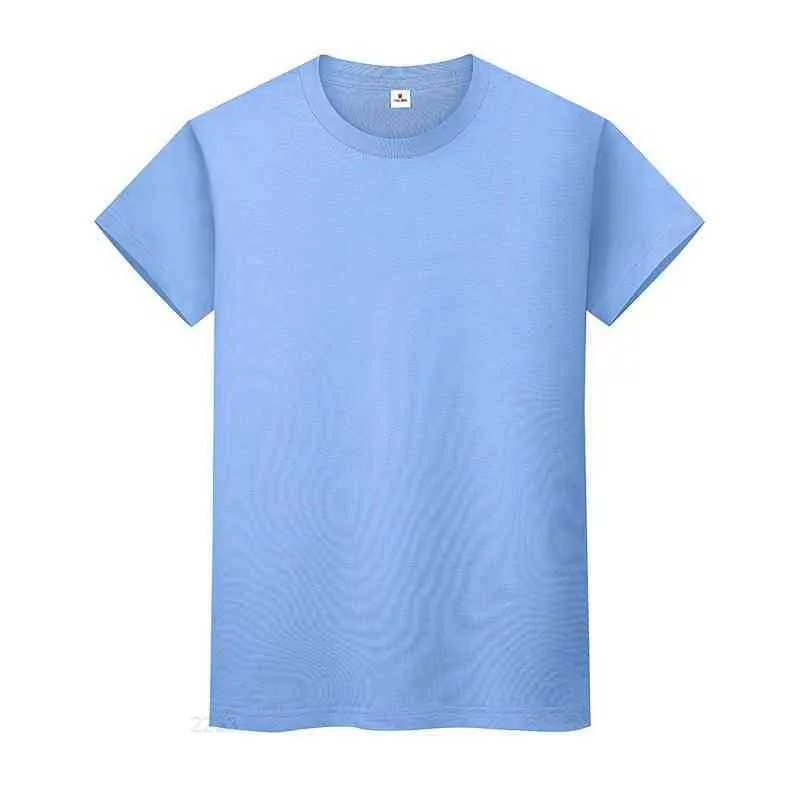 New Round Neck Color Sólido T-shirt Verão de Algodão de Algodão Camisa de mangas curtas Mens de mangas curtas e mulheres sem mangas sem mangas