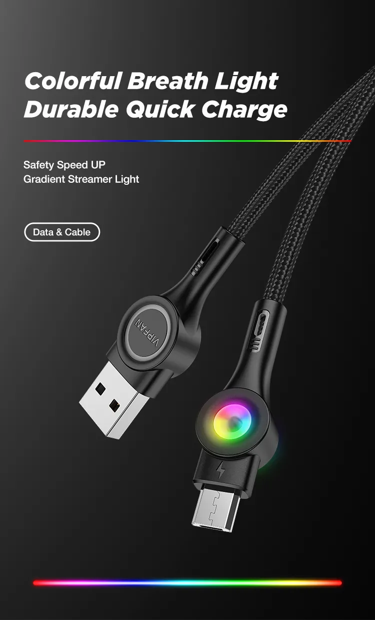 3a Кабели данных быстрая зарядка мобильных 7-цветных светло-нейлоновая оплетка USB-C Микро кабель быстрого зарядного устройства с коробкой розничной цветы CB-X8