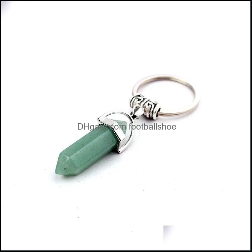 2019 Nature Stone Pendant Keychain Fashion 1pcs Unisex Men Women Jewelry Accessories Keyrings