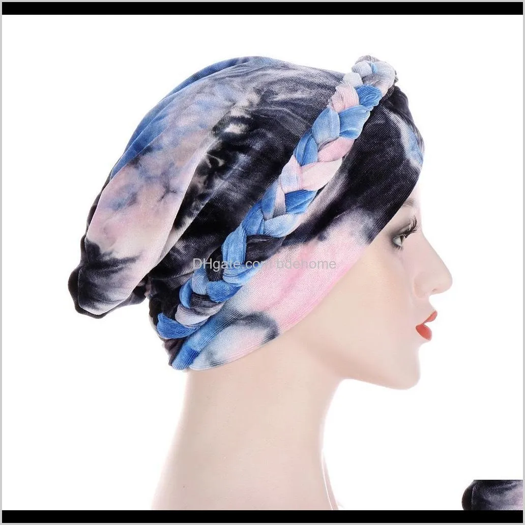 women braid india hat muslim ruffle cancer chemo beanie turban wrap cap stretch turban hat loss head scarf wrap hijib cap