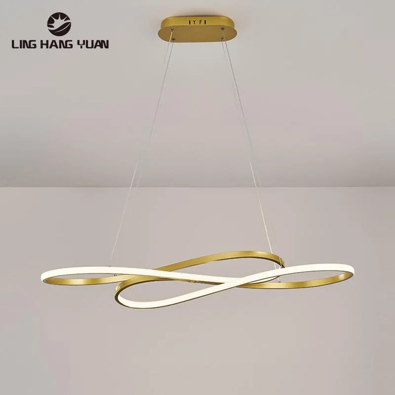 Lampade a sospensione Oro Nero LED Luce per soggiorno Sala da pranzo Cucina Apparecchi di illuminazione a sospensione per interni domestici Lampada AC 110 V 220 V