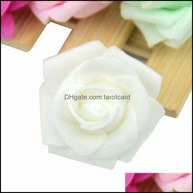 200pcs/lot 4cm Artificial Mini PE Foam Rose Flower Head For Wedding Home Decoration DIY Wreath Craft Accessories Fake Flowers 220110