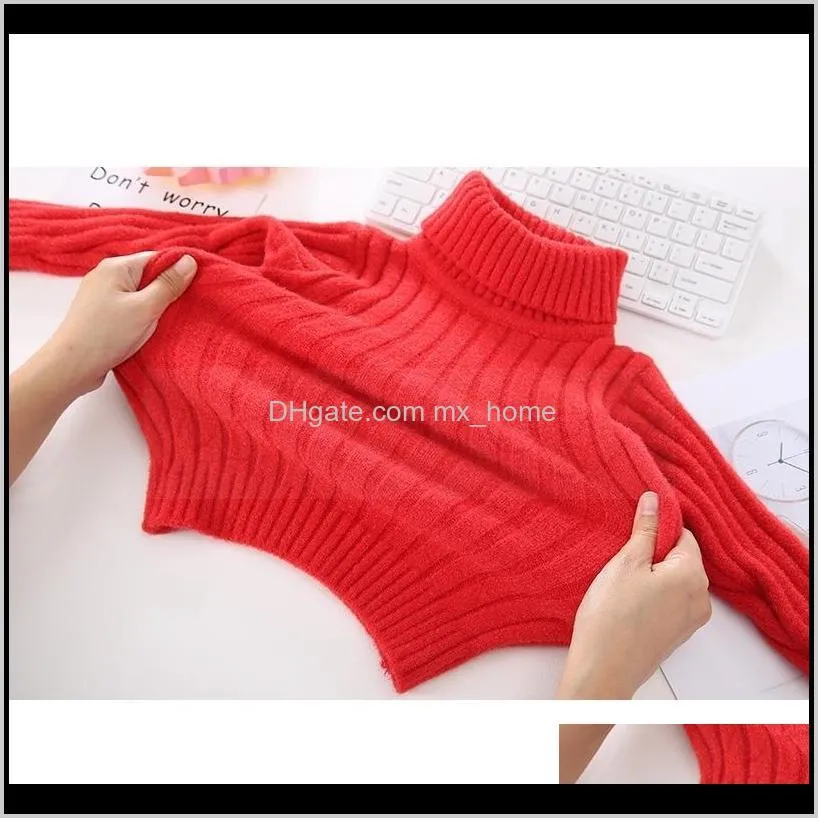 philology pure color flash yarn fall winter boy girl kid thick turtleneck shirts solid high collar pullover sweater 201104