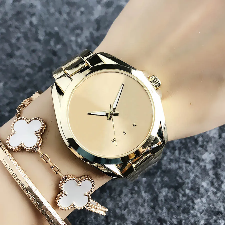 DHgate Brand Watches Women Girl Big Letters Style Metal Steel Band Quartz Wrist Watch M562901 Watches