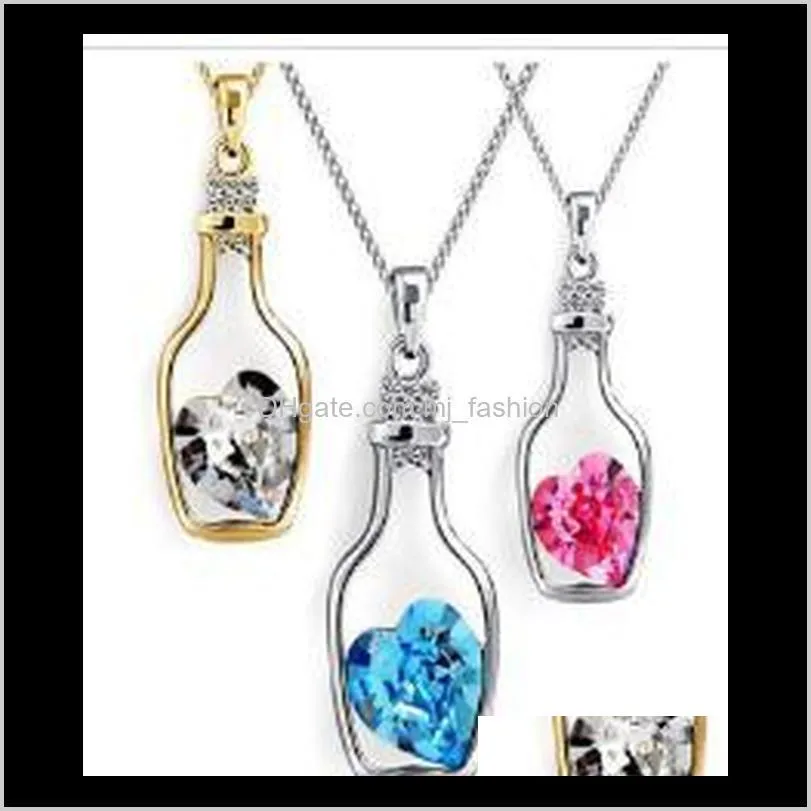 fashion necklace ladies popular crystal necklace love drift bottles special pendant necklace gift 0899