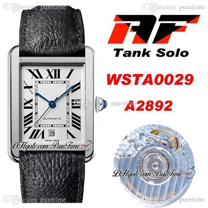 AF SOLO WSTA0029 A2892自動エクストラ大型メンズウォッチ31ミリメートルホワイトダイヤルブラックローマブルーハンズカーフスキンレザーストラップスーパーエディション2021腕時計Puretime A1