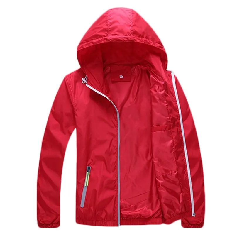 Jacket Women Summer Red Coat Casual Jackets Plus Size Clothing Spring Coats Fashion Hooded 7 Colors Thin Outwear LR828 210531