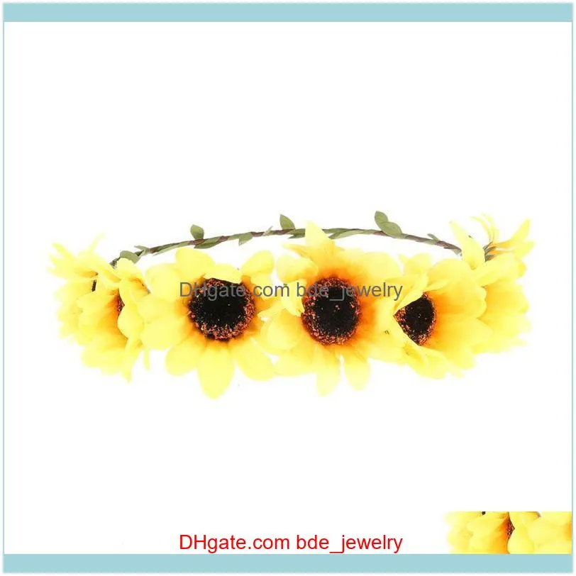 Hair Clips & Barrettes Sunflower Headband Floral Flower Crown Band Wreath Headpiece