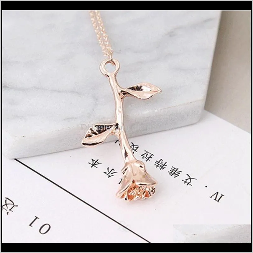 10pcs Fashion Jewelry alloy Rose Statement Pendant Necklace Women`s Beauty and Beast Jewelry Lovers Gifts 3 color