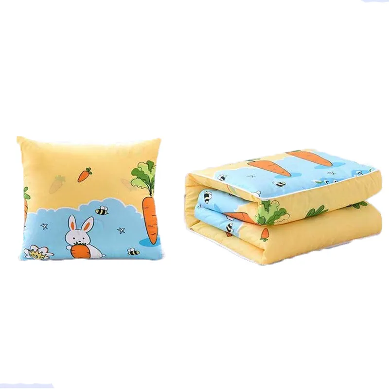 Pillow Blanket Polyester Warm Cartoon Deer Foldable Patchwork Quilt Blanket Printed for Home Office Car Throw Pillow-Cushion