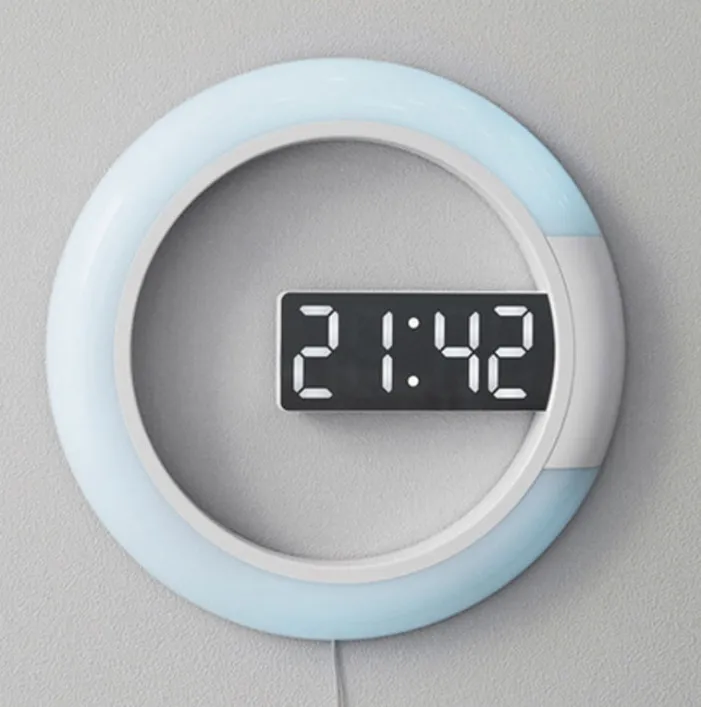 Reloj despertador digital, con pantalla LED electrónica de madera, 3  ajustes de alarma, carga inalámbrica de 10 W, día de la semana, detección  de