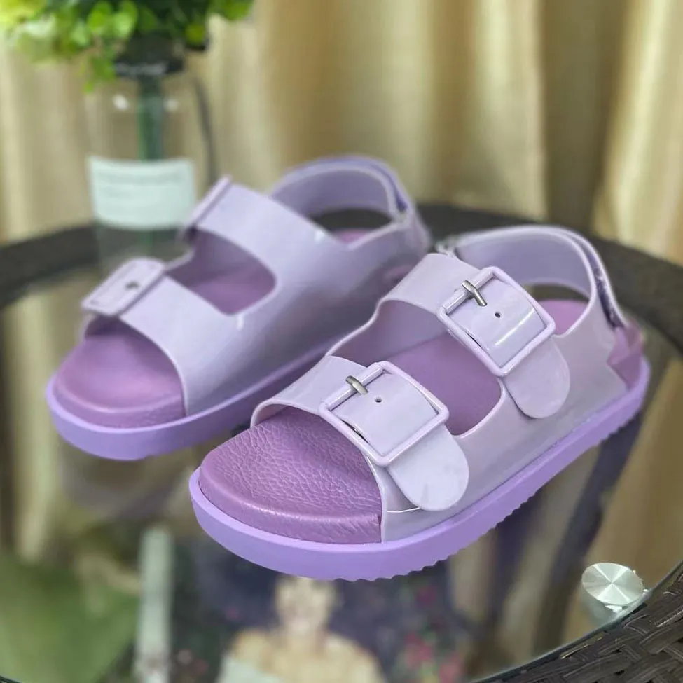 2022 Designer Women Sandals Rubber Slippers Mimi  Flip Flops Jelly Platform Slides Adjustable Buckle Candy Color Slipper Summer Sandal Box