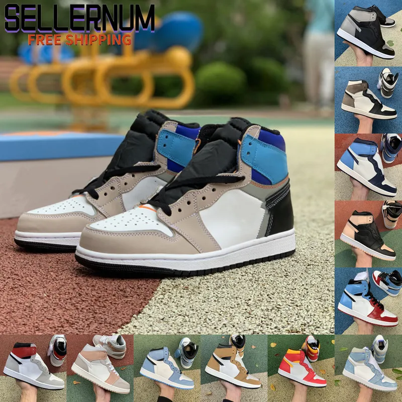 Jumpman University 블루 1 1S 농구 신발 망 여성 프로토 타입 브리드 특허 UNC Jordn 꽃가루 하이퍼 로얄 Seafoam Chicago Dark Mocha