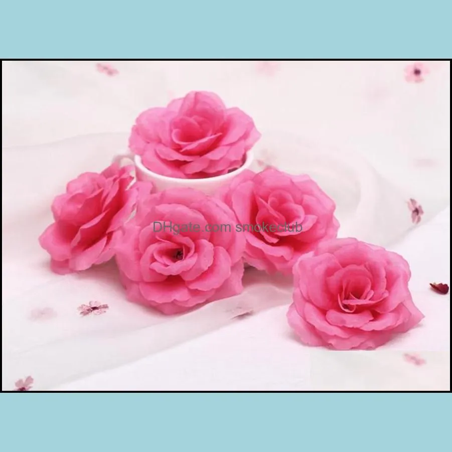 New Artificial Rose Flower Heads cloth Decorative Flowers Party Decoration Wedding Wall Flower Bouquet White Artificial Roses Bouquet