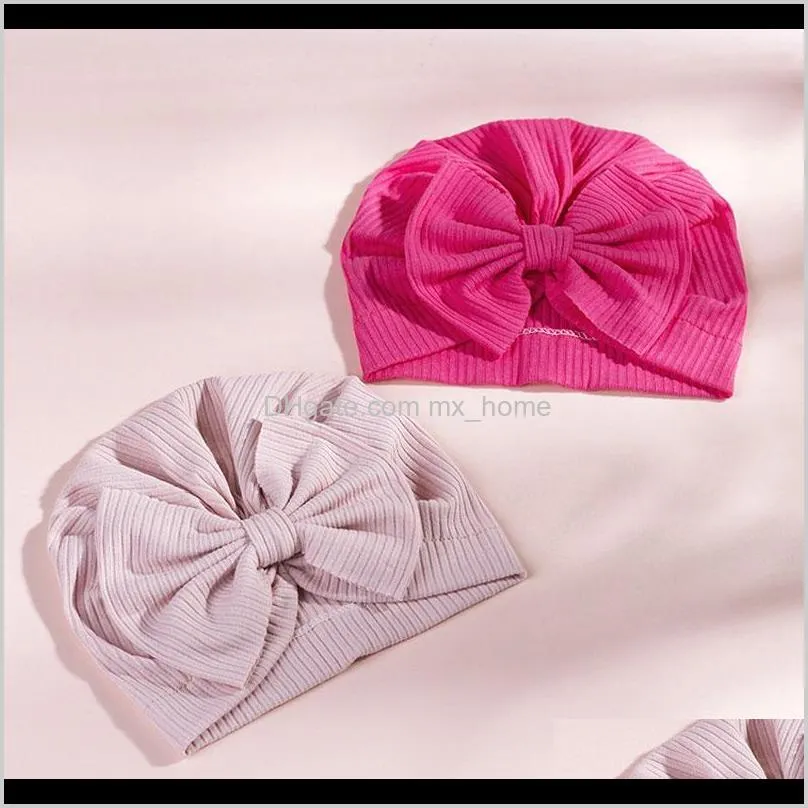 new arrival newborn baby bows turban kids beanie hat infant photography props warm cotton bowknots cap headwear