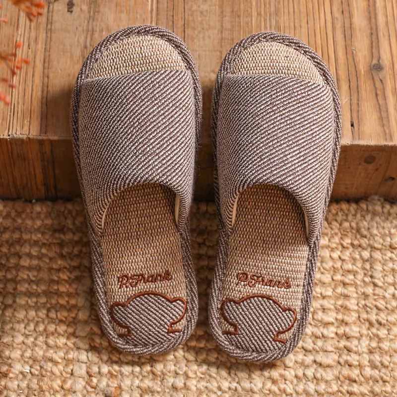 Pantoufles d'été en lin pour hommes, chaussures d'été en coton pour sol intérieur, chaussures déodorantes de massage confortables, quatre saisons, offre spéciale