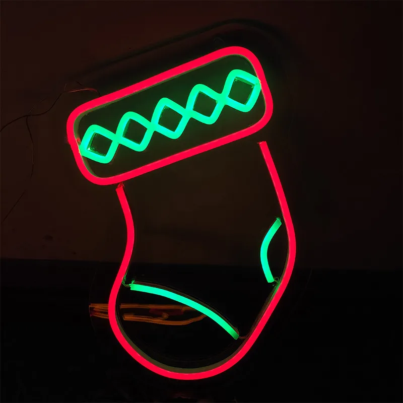 Christmas stocking Sign Holiday Lighting party Home Bar Public Places Handmade Neon Light 12 V Super Bright