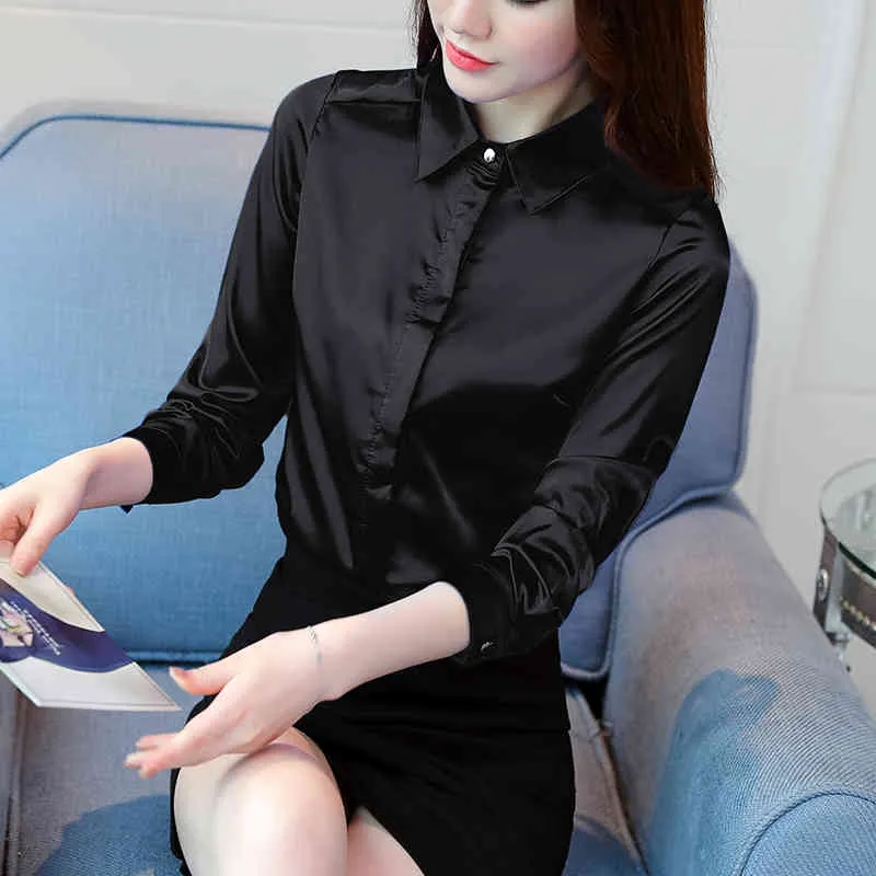 Silk Satin Blouse For Women Elegant Long Sleeve Top In Black, White, And  Pink Plus Size Available 210410 From Dou003, $11.14